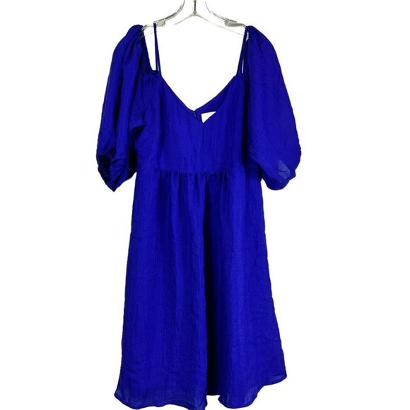 Anthropologie Moulinette Souers Blue Carina Boho Off Shoulder Mini Dress Small - Picture 3 of 15